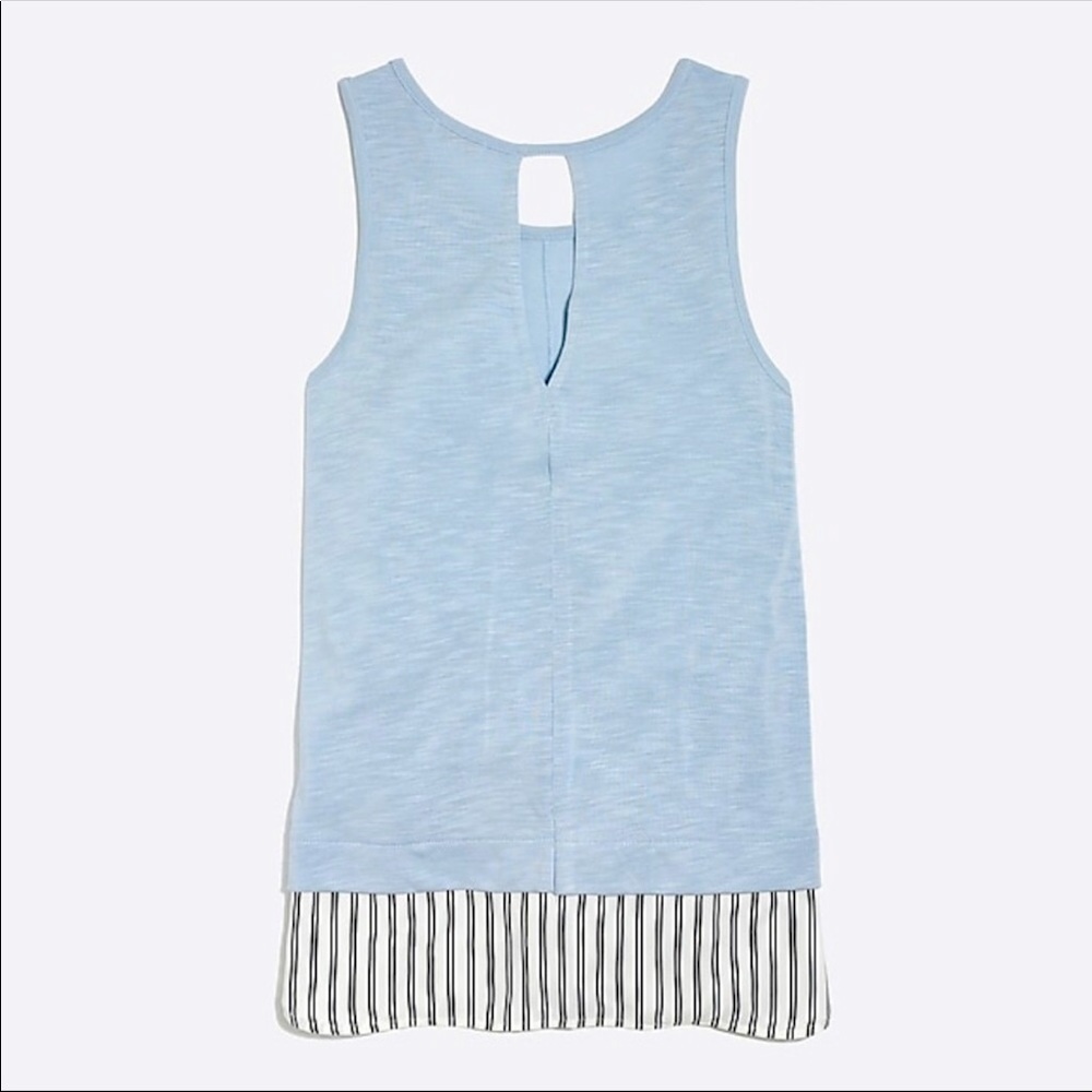 J. Crew Light Blue Tank Top with Striped Silky Hem